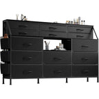 14 Drawer Dresser with Wooden Top, Large Storage Cabinet with Metal Frame