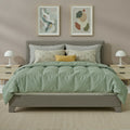 Full/Queen/King Upholstered Bed Frame with Adjustable Linen Headboard, Sturdy Wood Slats & Quiet Support