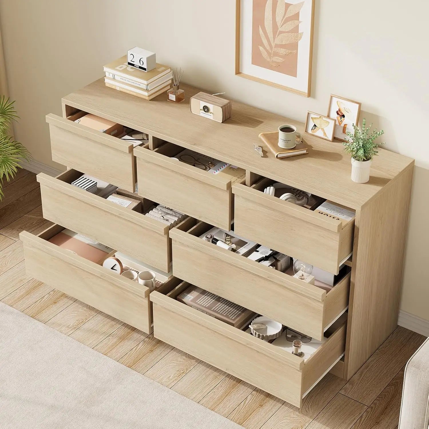 7 Drawer Large Storage Wooden Dresser