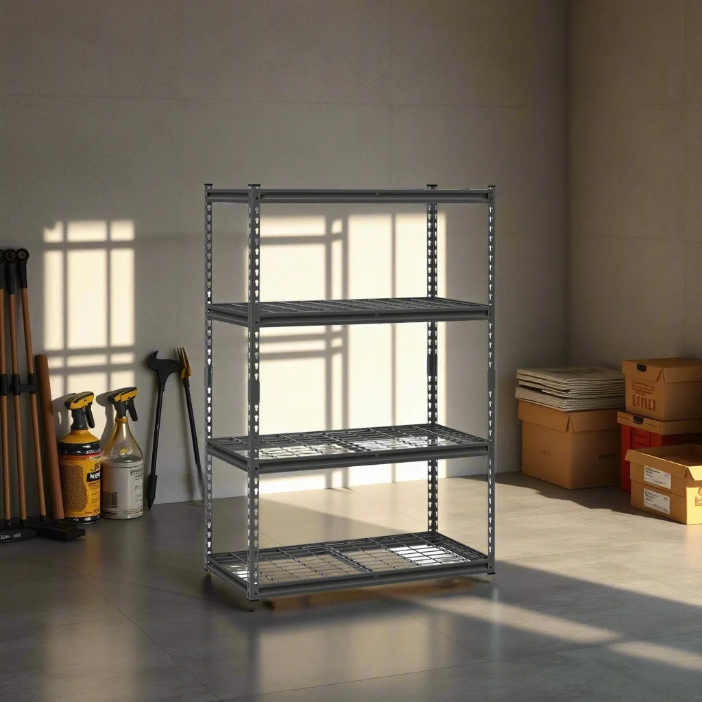 Heavy Duty Adjustable 4 Tier Storage Shelves 2400 lbs Load Capacity Storage Rack Multipurpose Display Rack for Garage Warehouse Basement Home