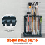 10 Slots Yard Garden Tool Organizer Long-Handle Tool/Rake/Broom Tower Storage Rack