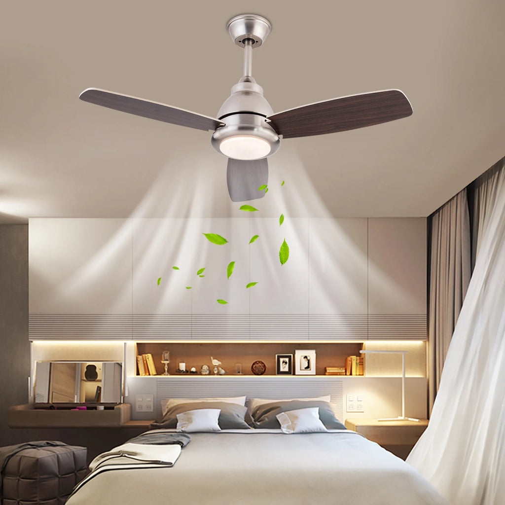 Ceiling Fan Light with Remote Control 3 Fan Blades Modern LED 35dB