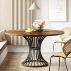 47-Inch Farmhouse Round Dining Room  Kitchen Table,