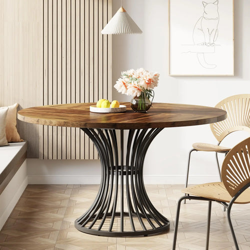 47-Inch Farmhouse Round Dining Room  Kitchen Table,
