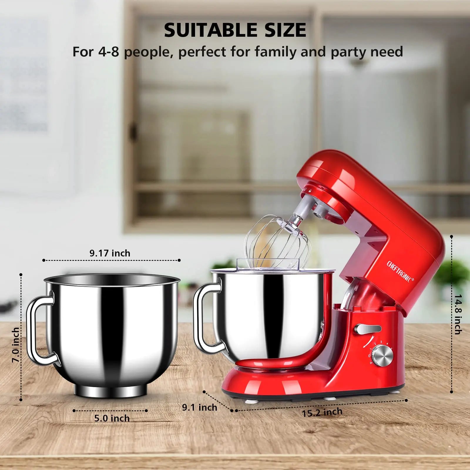 1pc Stand Mixer, 7 Quart Tilt-Head Electric 6-Speed, US Plug, Frother for milk