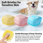 2-In-1 Pet Bath & Massage Brush With Shampoo Storage. Silicone For Sensitive Skin