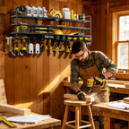 138CM Long Large Power Tool Organizer Rack for Garage Wall Organization Drill Holder Heavy Duty Metal Tool Shelf Holds 12 Cordless Drills