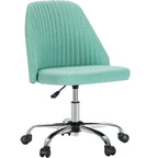 Armless Small Desk Office Chair Cute Vanity Swivel Chair with Back Modern Fabric with Wheels