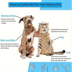 Dual-Use Dog Cat Grooming Brush, Self-Cleaning Comb Round-Tip Bent Needles, Ergonomic Handle