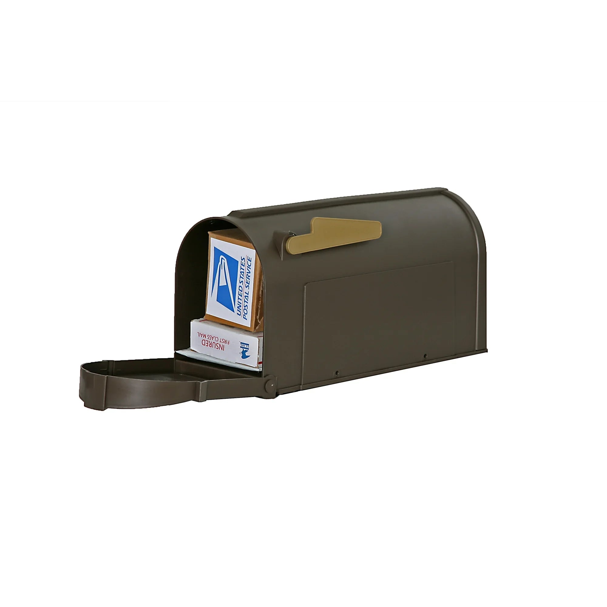 Outdoor Plastic Post Mount Mailbox in Bronze, Weather Resistant for Curbside Home Use, Durable Heavy Duty Plastic Mailbox with Large Capacity for Letters, Magazines & Small Parcels,