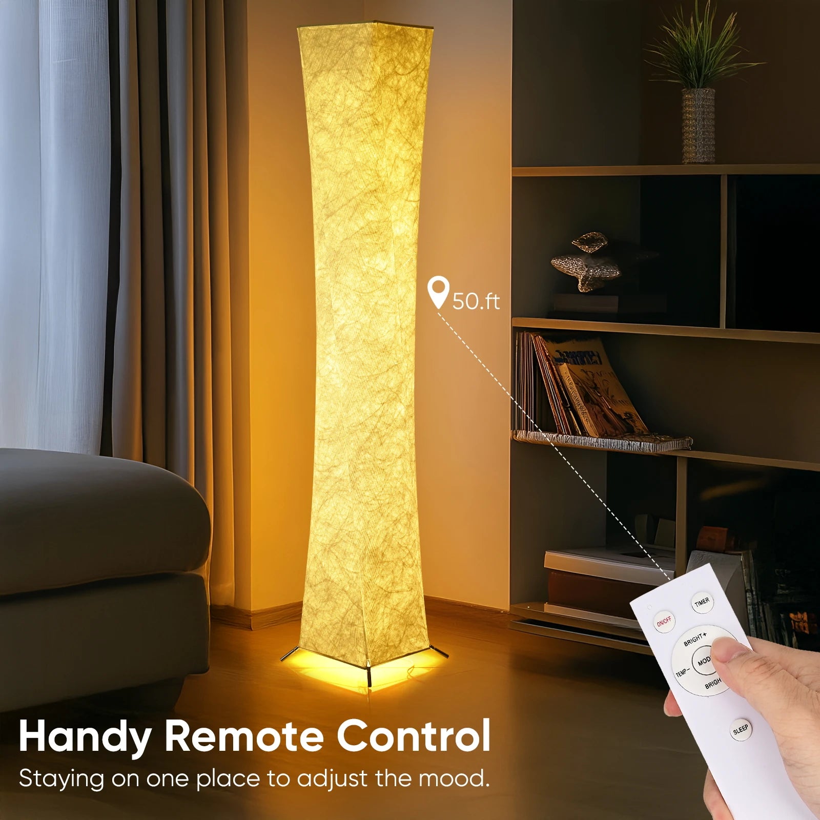 Soft Light Floor Lamp, 52" 3000K LED Tyvek Fabric Shade