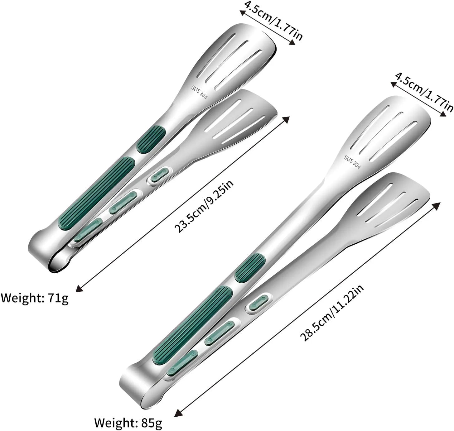 2pcs Outdoor Bbq Tong Set Multi-function Stainless Steel Cooking Tongs for Grilling Steak, Bread, and Buffet