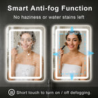 20x28 inch LED Bathroom Vanity Mirror with Backlit Lights Fogless Makeup Wall Mounted
