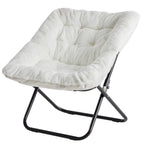28IN Cozy Saucer Chair With Soft Faux Fur Folding Metal Frame