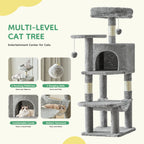44In Cat Tree Tall Multi-Cat Climbing Tower for Pet Furniture Natural Sisal Scratching Posts Stable Pet House for Indoor Cat