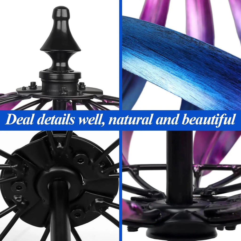 Kinetic Garden Wind Spinner, Double-Layer Metal Art, Blue and Purple Gradient
