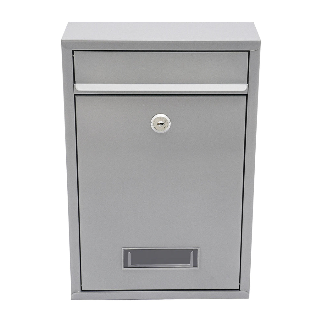 Stainless Steel Mail Letter Post Box Outdoor Wall Mounted Lockable Mailbox+2 Keys,