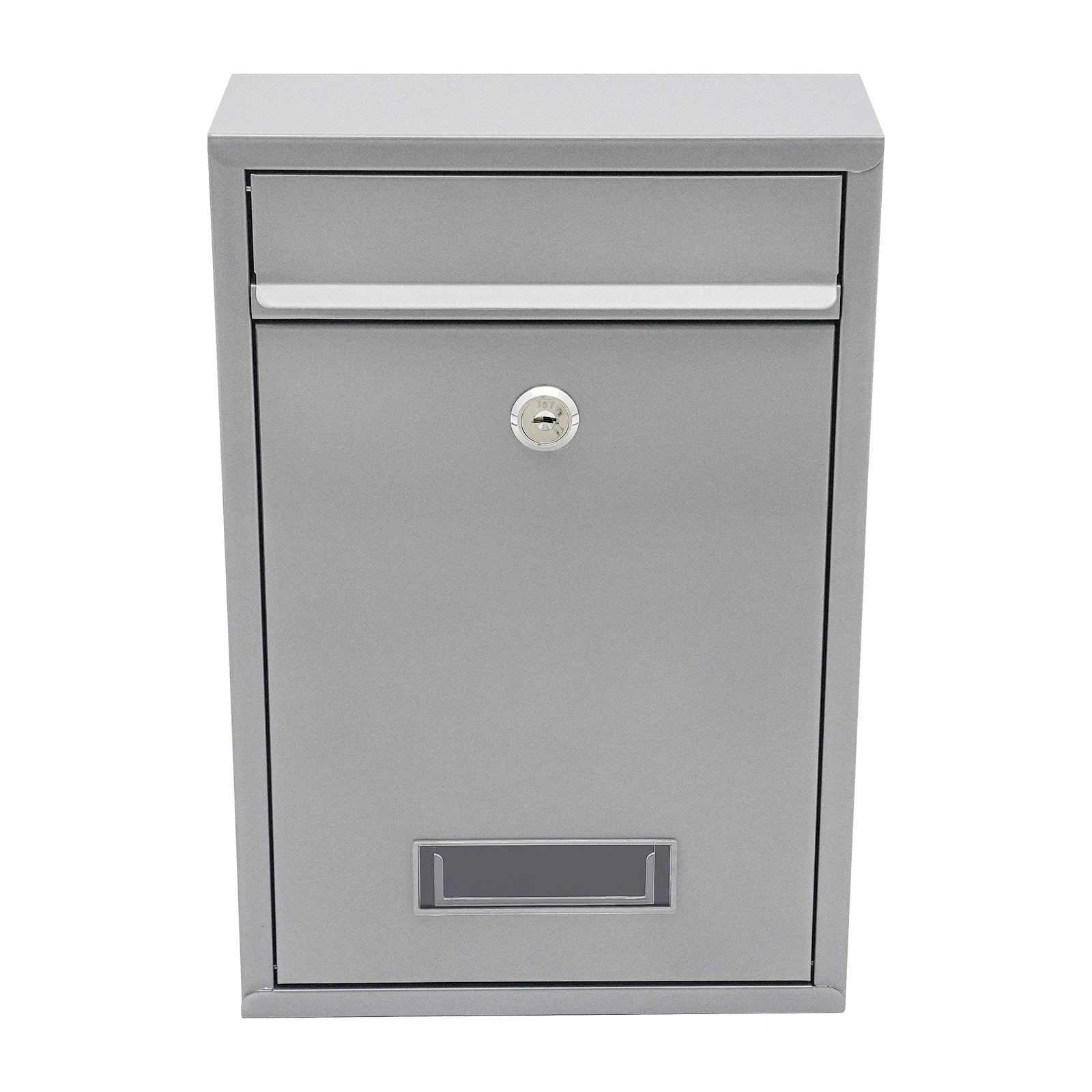 Stainless Steel Mail Letter Post Box Outdoor Wall Mounted Lockable Mailbox+2 Keys,