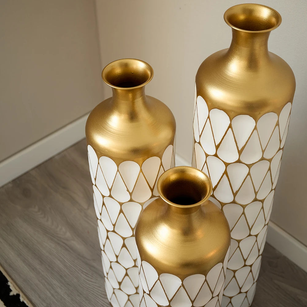 Floor Metal Vase 3-piece Set, Modern Drop-shaped