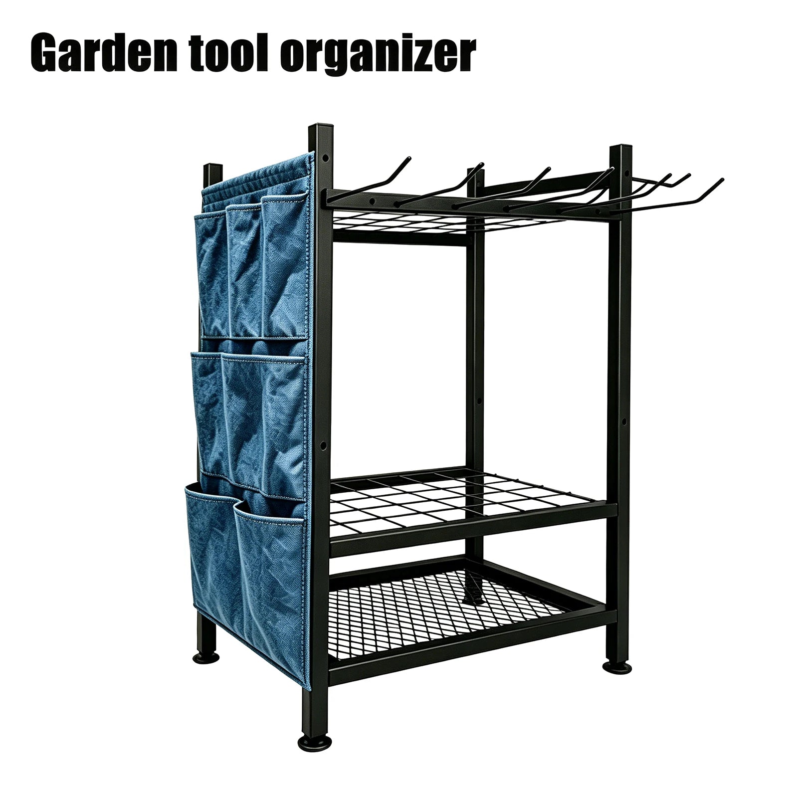 Yard Tool Tower Rack For Garage Organization And Storage, Holds Long-Handled Tools/Rakes/Brooms, Heavy Duty Steel