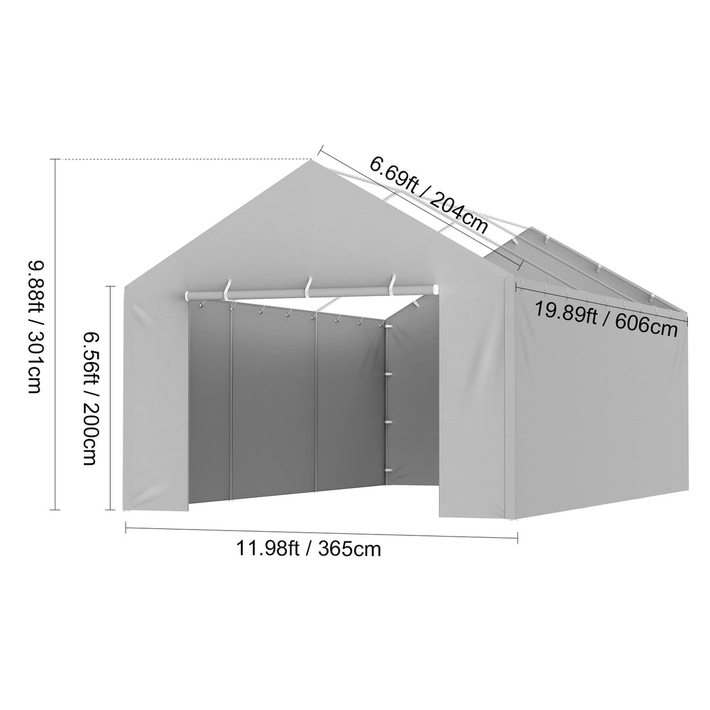 Carport Replacement Canopy Cover Heavy-Duty Waterproof & UV Protected with Ball Bungees