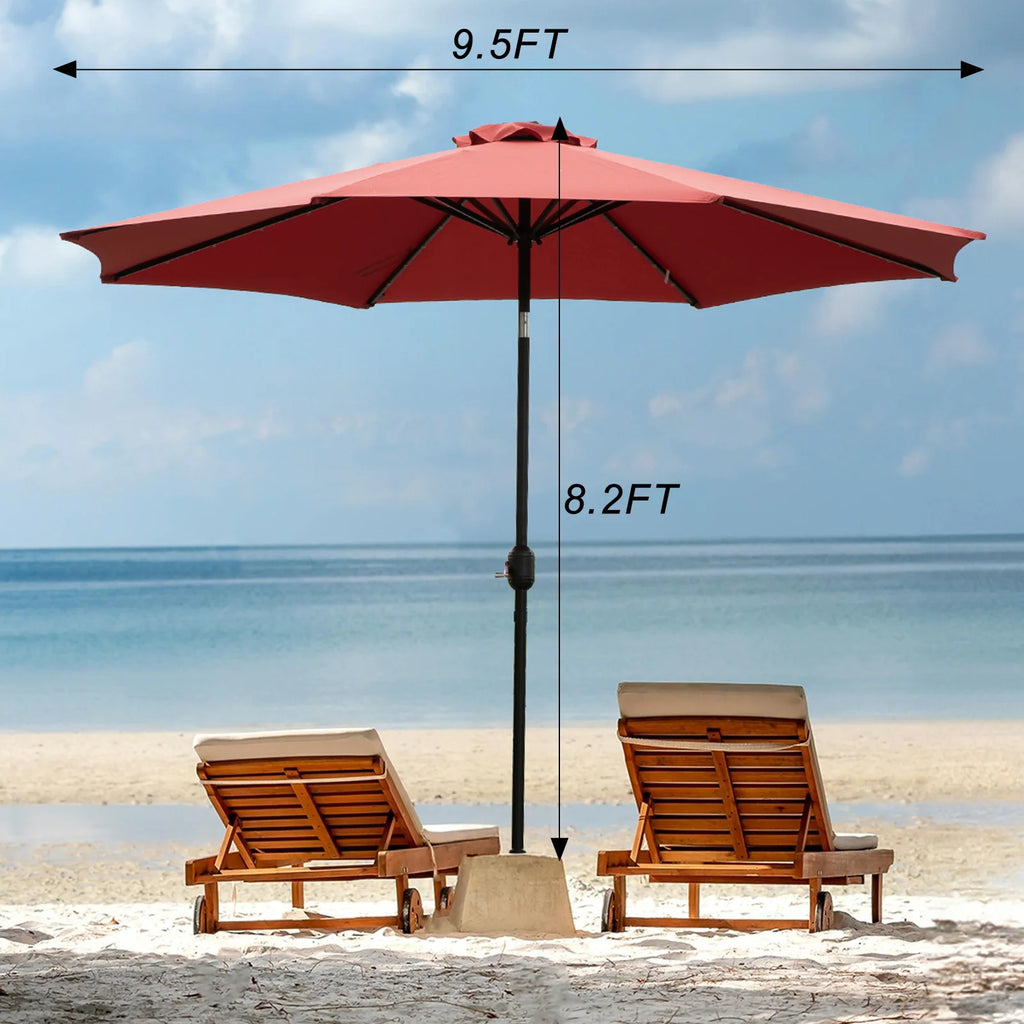 10FT Solar Patio Umbrella with 32 LED Lights UV-Resistant Outdoor Table Umbrella with Tilt and Crank