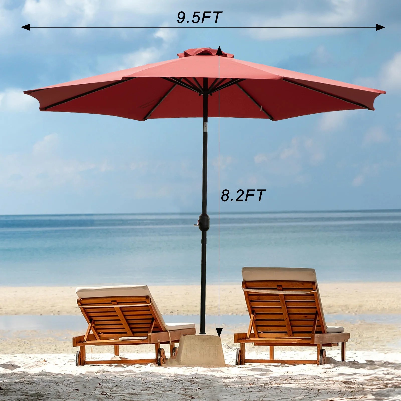 10FT Solar Patio Umbrella with 32 LED Lights UV-Resistant Outdoor Table Umbrella with Tilt and Crank