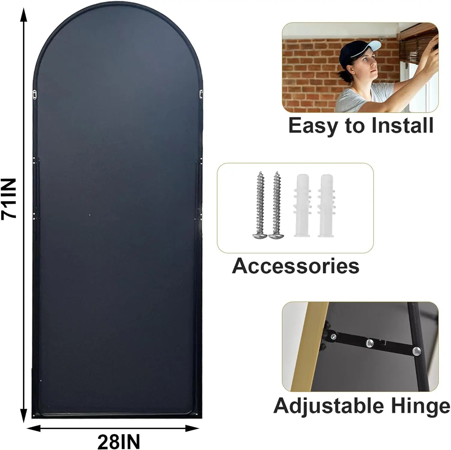 26" x 71" Full Length - Aluminum Alloy Frame Full Body - Extra Large Floor Mirror