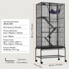SucceBuy 64.6" Rolling Metal Ferret Cage Large 4-Tier Cage Small Animal Cage for Pet Rats Hamster Guinea