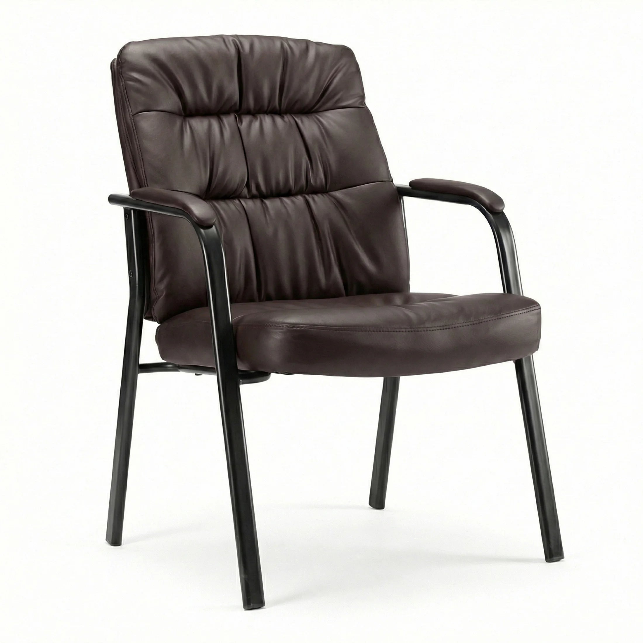 Heavy PU Leather Ergonomic Office Chair with Lumbar Support Padded Armrests Waiting Room Desk Chair Office
