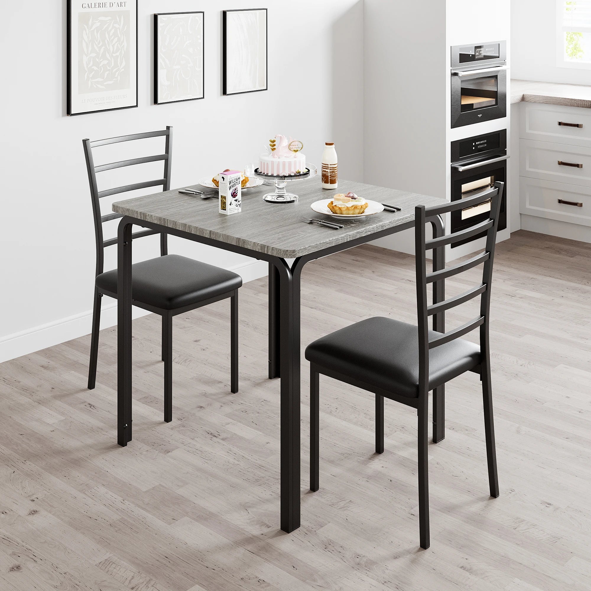 Small Dining Table Set With 2 Upholstered Chairs