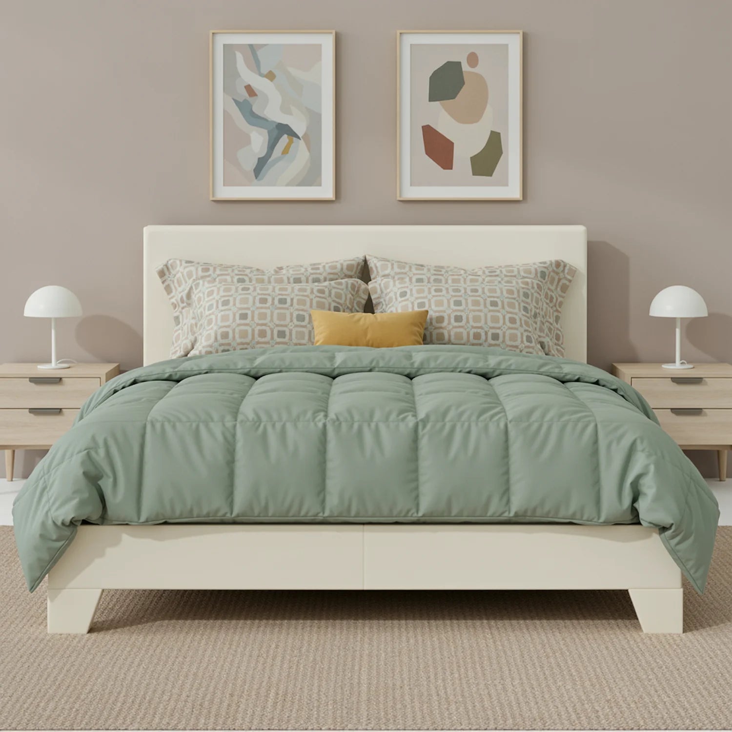 Full/Queen/King Upholstered Bed Frame with Adjustable Linen Headboard, Sturdy Wood Slats & Quiet Support