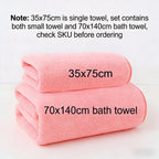 Fleece Thick Bath Towel Set, Solid Color, Soft and Absorbent,