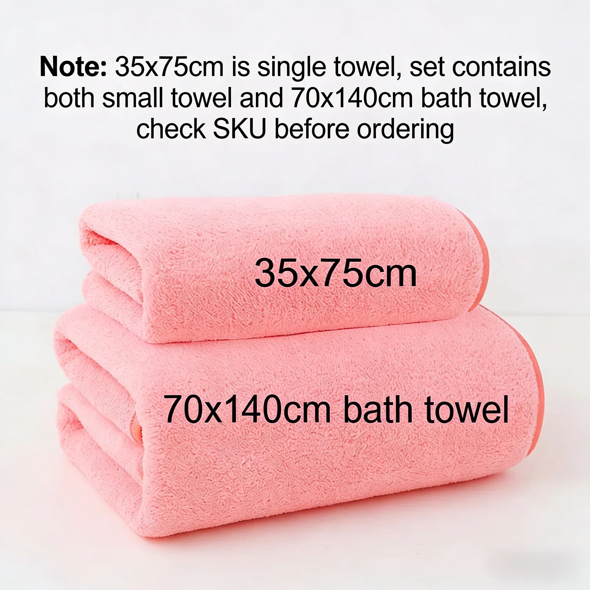 Fleece Thick Bath Towel Set, Solid Color, Soft and Absorbent,
