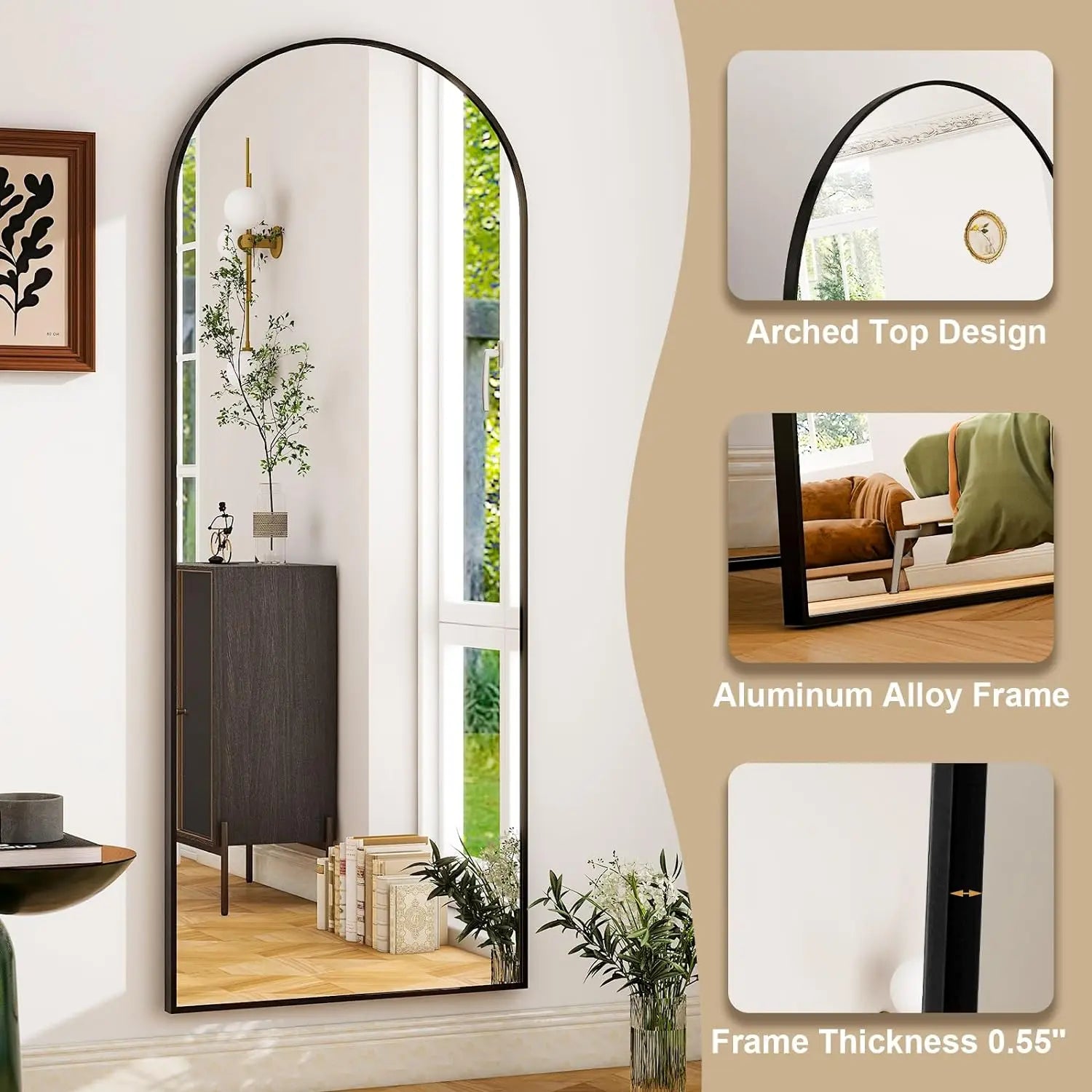 26" x 71" Full Length - Aluminum Alloy Frame Full Body - Extra Large Floor Mirror