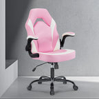Gaming Ergonomic Office Chair with Swivel Rolling Adjustable PU Leather Racing Chair Flip-up Armrest