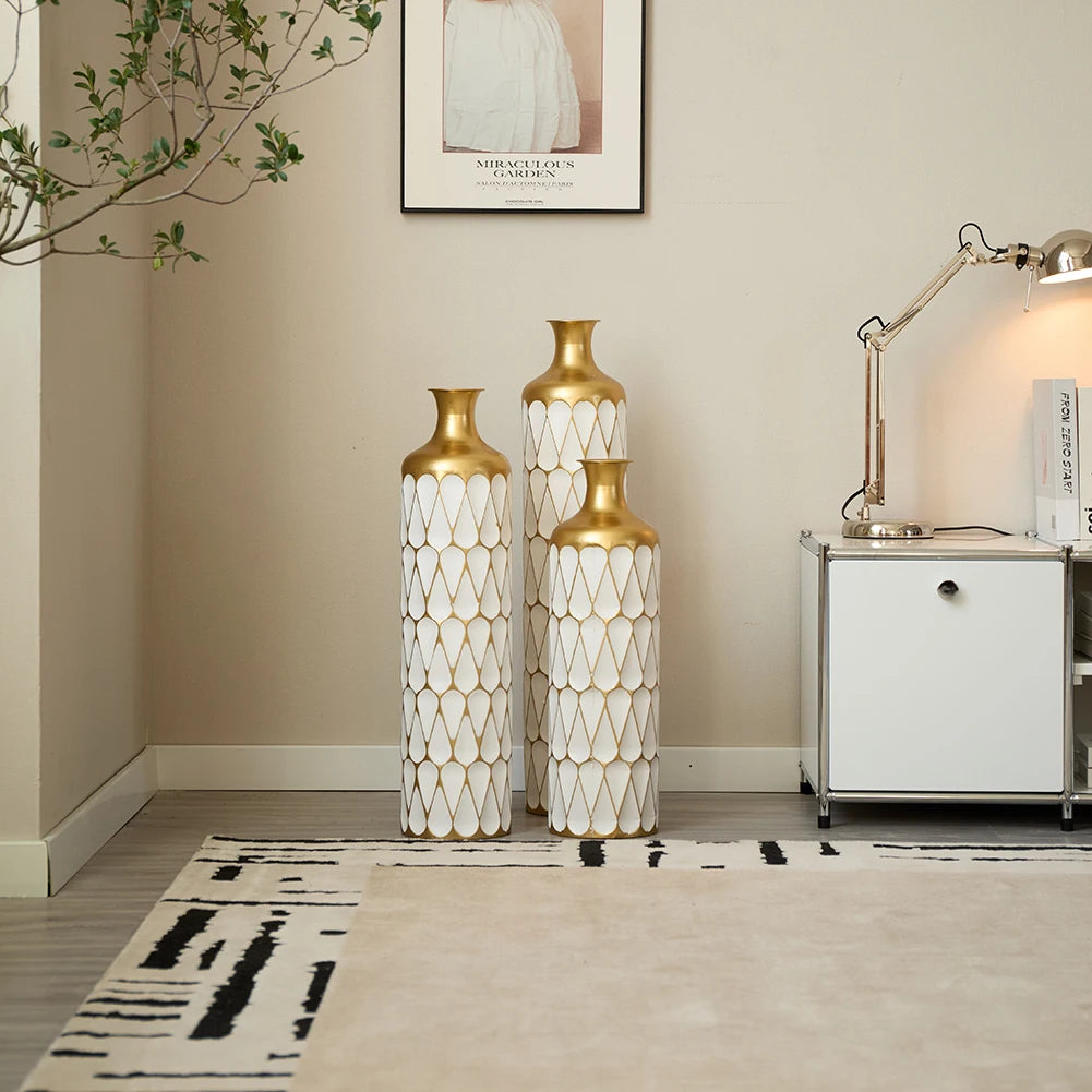 Floor Metal Vase 3-piece Set, Modern Drop-shaped