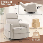 Electric Swivel Recliner Chairs for Adults, Nursery Glider Rocking Chairs with USB & Type-C Ports