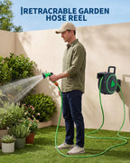 Retractable Garden Hose Reel 1/2 X 65/100 ft & 5/8 X 65/90 ft, 180° Wall Mount Swivel, Auto Rewind For Yard Use