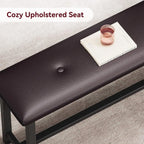 Brown Dining Table Set for 4 With Upholstered Benches,