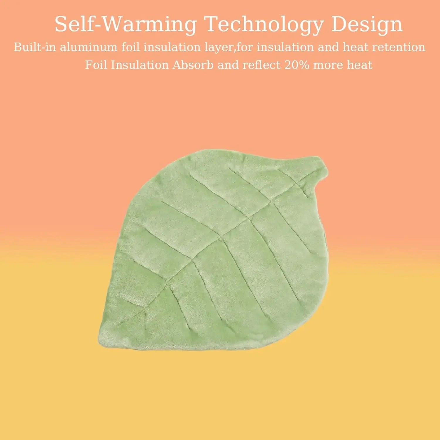 Self Warming Cat Leaf Mat, Soft Fleece & Foil Insulation, 26.5"x20.5" All-Season Pet Bed