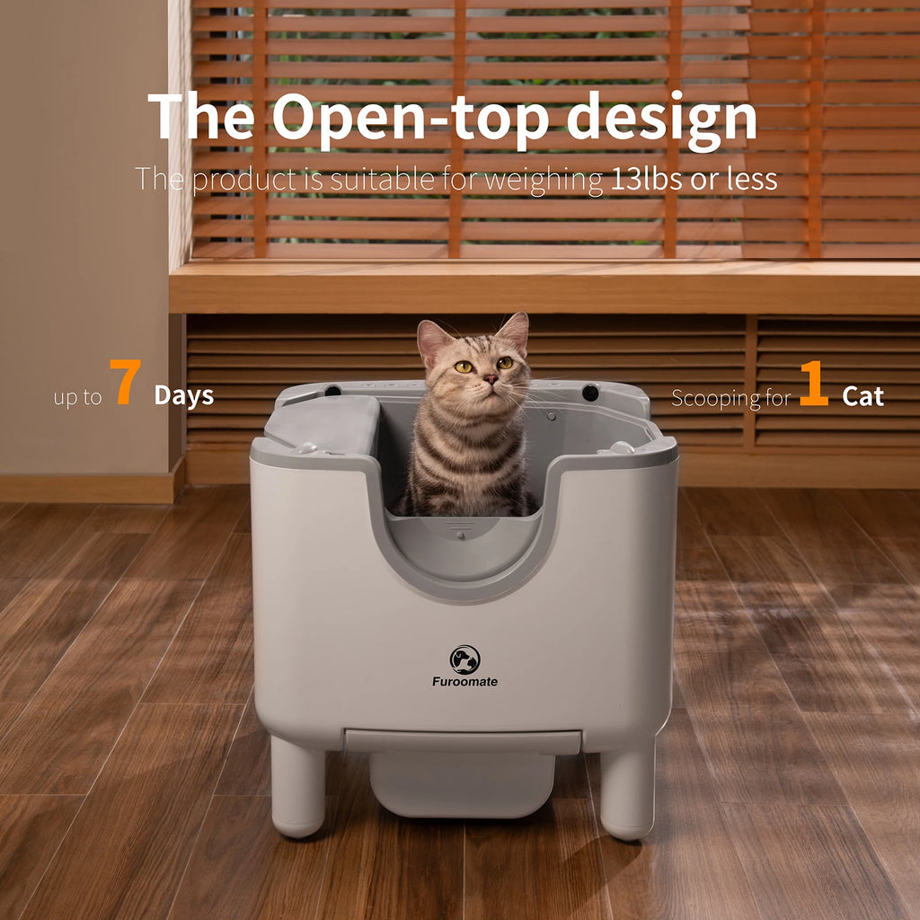 Self-Cleaning - Open-Top Automatic Cat Litter Box with Odor Control,