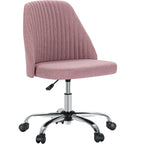 Armless Small Desk Office Chair Cute Vanity Swivel Chair with Back Modern Fabric with Wheels