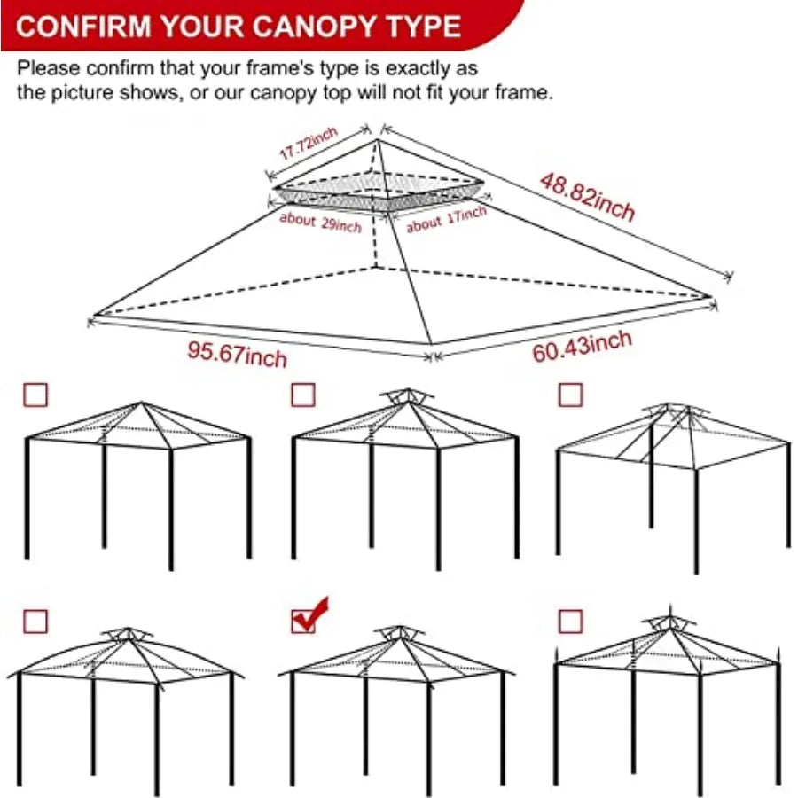 USA High Performance Grill Gazebo Replacement Canopy BBQ Gazebo Shelter Top