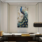 1.5 inch solid wood frame modern abstract peacock canvas wall art