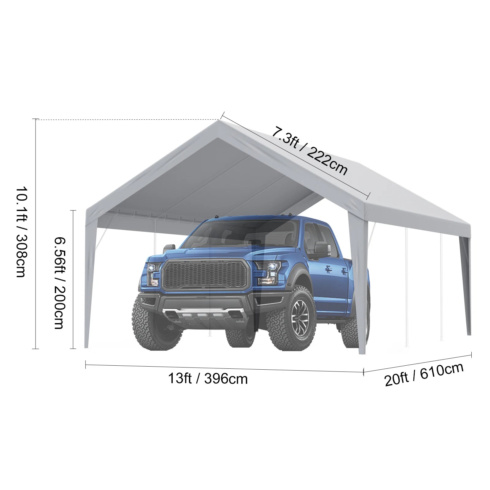 Carport Replacement Canopy Cover Heavy-Duty Waterproof & UV Protected with Ball Bungees
