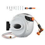 Retractable Hose Reel 180° Swivel Bracket Wall-Mounted with 9-Pattern Nozzle Automatic Rewind