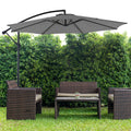 10FT Patio Umbrella Hanging Cantilever with Easy Tilt Adjustment UV Protection 8 Sturdy Ribs