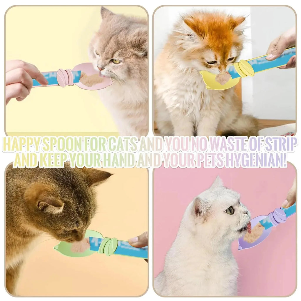 4 pcs Cat Strip Feeder, Pet Food Mixing Squeeze Spoon Tool,  Multifunctional Lickables Wet Treat Feeding Dispenser,