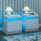 2 LED Nightstands with 2 Drawers,